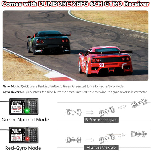 X6PM-350 2.4GHz 6CH X6FG DUMBORC Mini RC Radio Transmitter with Gyro Receiver with Low Voltage Alarm & Fail-Safe