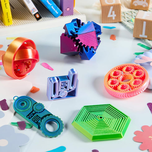 6PCS 3D 3D JOYIN Printed Fidget Toys, Spin Fractal Click Gear Fidget Toy, Metallic Color Printed Fidget Toy for Favors