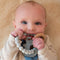 Nuby Elephant Teether Ring: Natural Wood & Silicone, Gray, 3 M+