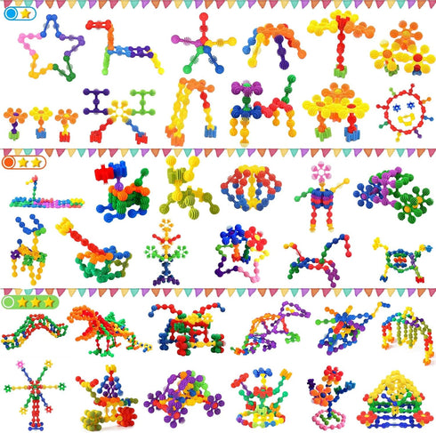 Kids Building Blocks STEM Toys, 120 PCS Plastic Gear Interlocking Sets, Safe Material for Girls and Boys Aged 3+