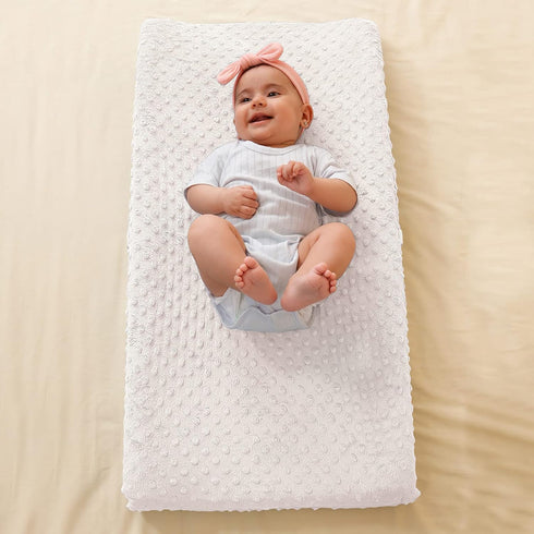 Baby Changing Pad Cover - Super Soft Plush Dot Diaper Changing Table Covers for Boys & Girls, Fit 32"/34'' x 16" Pad