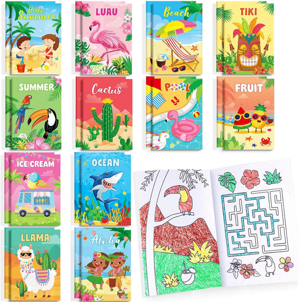 BenLouis 24 Pcs Summer Mini Coloring Books Kids Pool Beach Party Favors