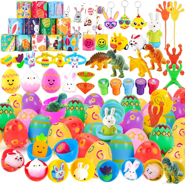 WEARXI 100PCS Prefilled Easter Eggs with Toys, Easter Basket Stuffers, Easter Eggs