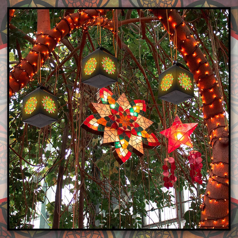 Simgoing 24 Sets Mandala Crafts with LED Candle Light Mandala Flower Tissue Paper Crafts Kits DIY Your Own Suncatchers