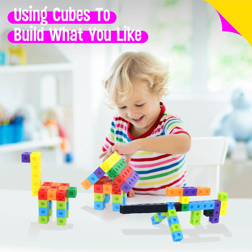 SpriteGru Math Linking Cubes Set of 100 - Manipulative Connecting & Counting Snap Blocks for Early Math & Construction