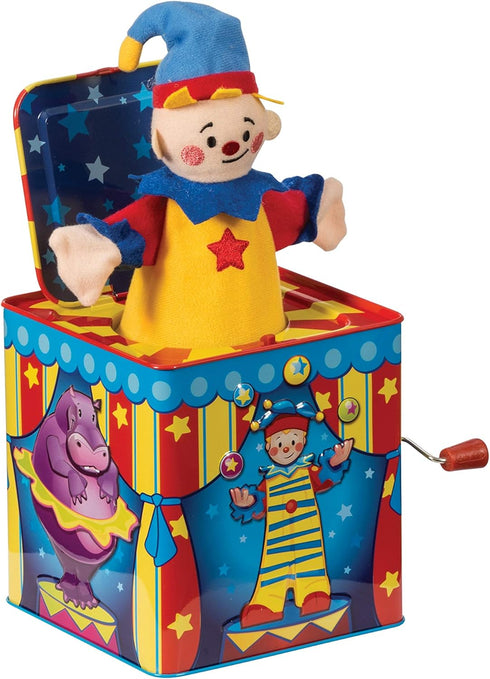 Schylling Silly Circus Jack in the Box - Classic Children's Musical Toy - Colorful Embossed Tin Box for 18 Months+
