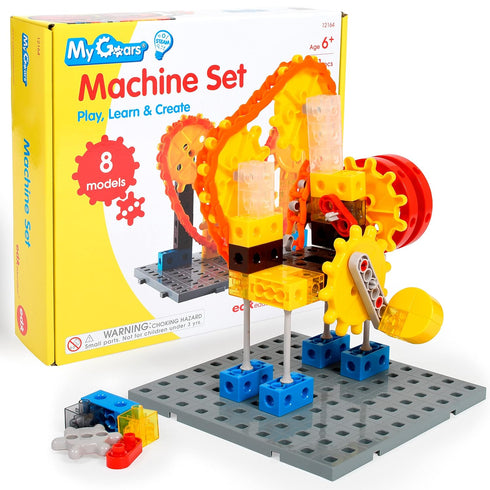 edxeducation My Gears Machine Set, 181 Pieces, Gears Toys for Kids Ages 4-8, Build Rotating Models