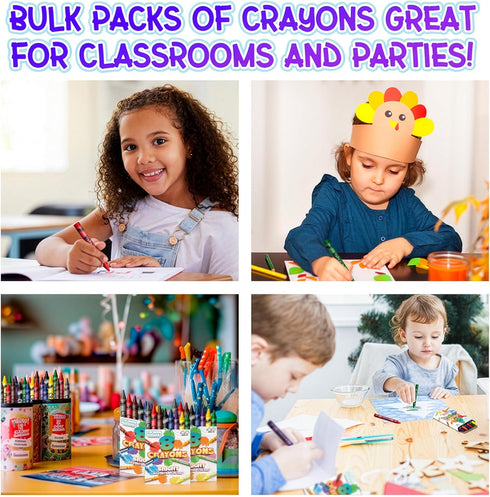 Packs, 24 Sets 8 Packs (192 count), 3+ ArtCreativity Bulk Crayon of of Crayons Classroom Crayons for Students