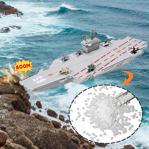 18.5 Inch 6 OTONOPI Aircraft Carrier Battleship Army Toys with Warships Fighter Jets Warplanes Helicopter, Military