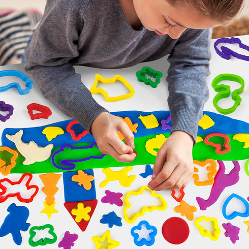 Set 32 Dough Play Tools for Kids, PCS Dough Accessories with Animal Molds and Shaped Cutters, Plastic Cutters Toys