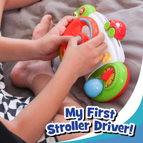 HAP-P-KID 6 7 8 9 10 11 12 1 My First Baby Stroller Toy, Toddler Steering Driving Wheel, Car Seat Educational Learning