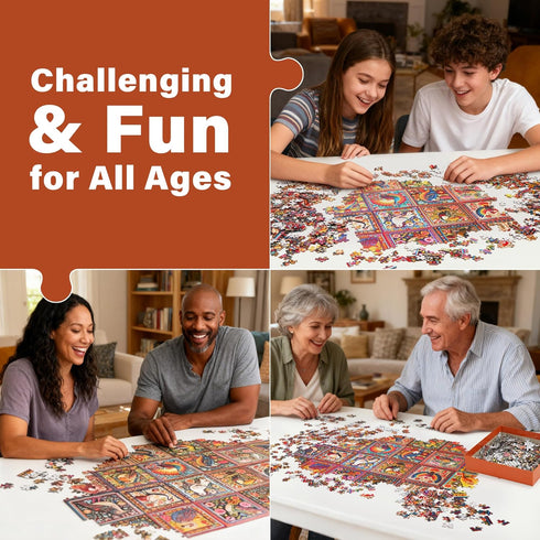 1000 BenBen Puzzles for Adults Pieces, Bird Crochet, Jigsaw Puzzles with Letters or Patterns on Back, Challenging