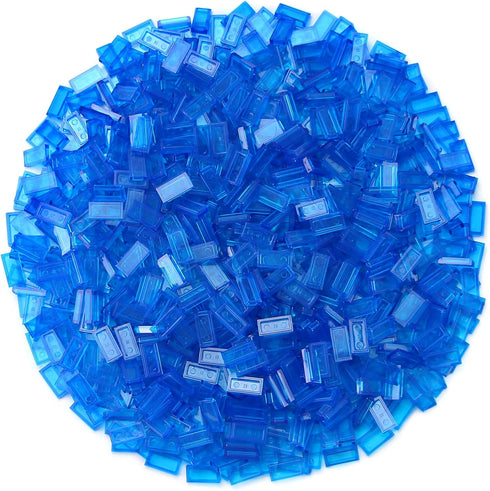Transparent Dark Blue 1×2 Tile - 700 Parts Flat MOC Bricks, Bulk Building Blocks for Toy Accessories
