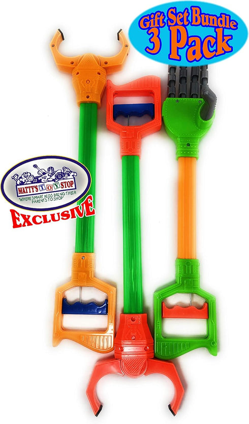 20" Set 3 Pack Matty's Toy Stop Deluxe Galaxy Grabber, Robot Hand & Robot Claw Gift Bundle