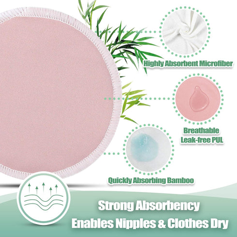 wegreeco Nursing Breast Pads (14 Pack) with Laundry Bag & Travel Storage Bag, Washable & Reusable Nursing Pads