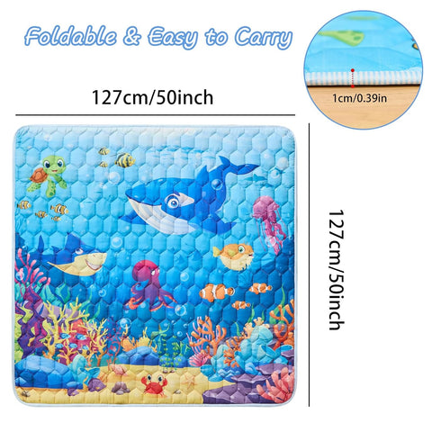 Lucakuins 50" 50" Baby Play Mat, X Playpen Mat Premium Foam Baby Floor Play Mats, Foldable Thick One-Piece Crawling