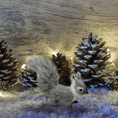 BWESOO 10cm Grey Mini Simulation Squirrel Mini Squirrel Stuffed Animals Rabbit Soft for Gift Home Decor Place Table