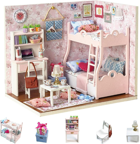 Flever Dollhouse Miniature DIY House Kit Creative Room with Furniture and Cover