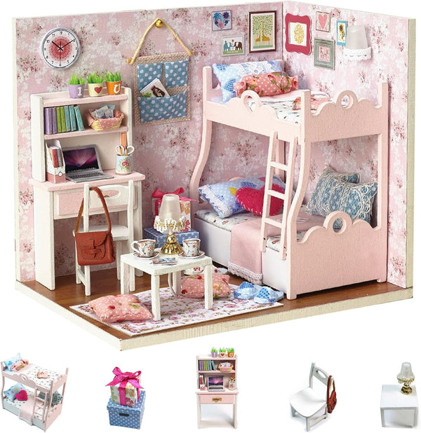 Flever Dollhouse Miniature DIY House Kit Creative Room with Furniture and Cover