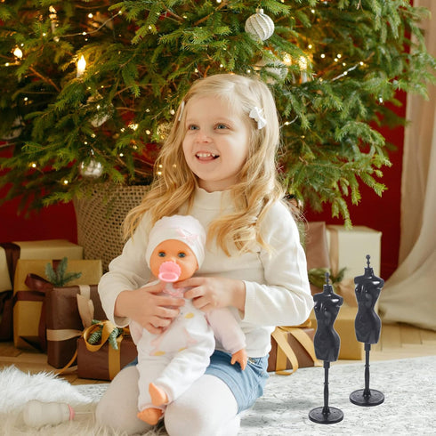 Doll Cloth Form 6Pcs Mannequin Dress Display Stand for Doll Clothes, Black Plastic Mini Gown Holder