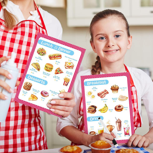 6 Set Yinkin Pcs Pretend Restaurant Menu for Kids Restaurant Order Pads Erasable Pen Food Diner Play for Kids Toddler
