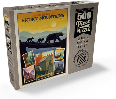 MyPuzzle Great Smoky Mountains National Park Collage Print, Vintage Poster, 500 Piece Jigsaw Puzzle