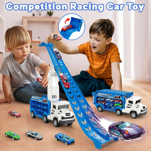 3, 4, 5, 6 25 2 6 BainGesk Truck Car Toys for Years Old Boys Girls, in Race Track Truck Toys, Foldable Layer Carrier