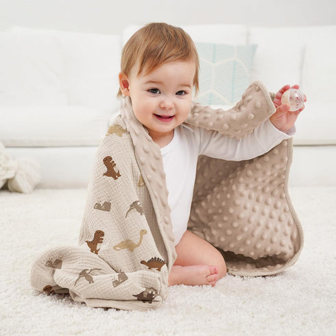 30x40inch Susurration Baby Blanket for Unisex Boys Girls, Soft Nursery Minky Blanket with Muslin Cotton Front
