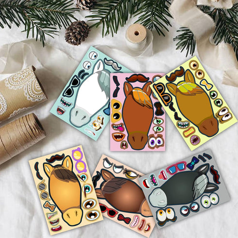 OuMuaMua 30pcs Kids Birthday Party Favors Stickers - Make Your Own Horse Stickers for Party Game Activities