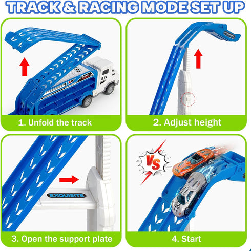 3, 4, 5, 6 25 2 6 BainGesk Truck Car Toys for Years Old Boys Girls, in Race Track Truck Toys, Foldable Layer Carrier
