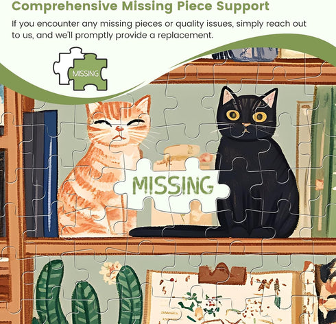 XAPAEG 300 Cozy 300 Piece Puzzles for Adults, Charming Cat Bookshelf Jigsaw Puzzle, and Relaxing Piece Puzzle, Perfect