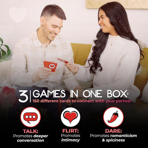 Fun Romantic Game for Couples - Talk Flirt Dare Date Night Box - Conversation & Action Cards for Relationships