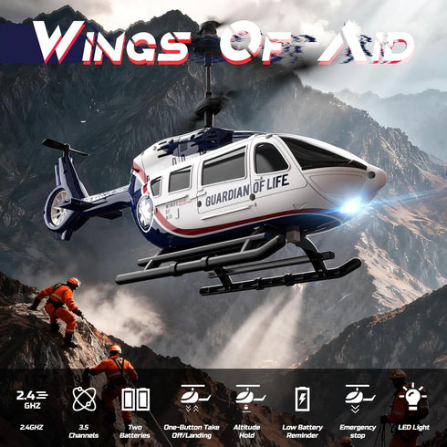 8-12 DEERC RC Helicopter,Rescue Remote Control Helicopter for Kids & Adults,Toys Helicopter with Altitude Hold, One Key