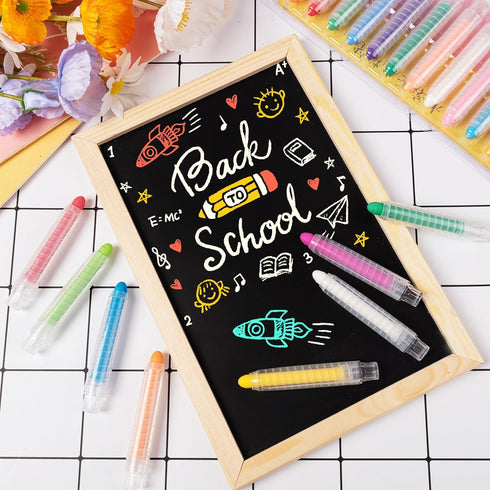 ZHBDMGK 48 Sidewalk Chalk for Kids, Colors Dustless Washable Toddlers Chalk with Plastics Holder for Blackboard Drawing