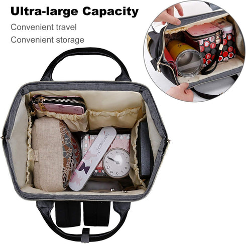 SONGTING Backpack Mommy Daypack Black Crow Love Diaper Bag Travel Waterproof Bag Nappy