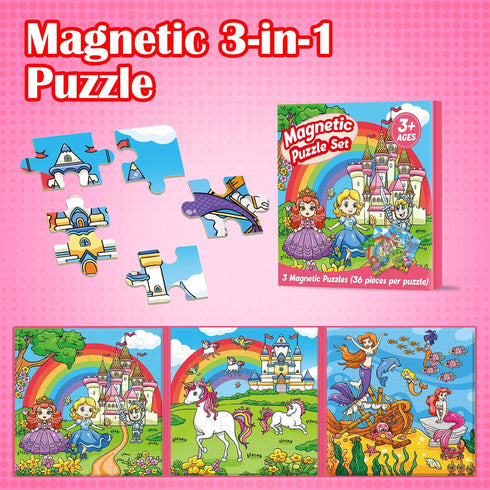 36 Pieces Magnetic Puzzles for Toddlers 3-5, Airplane Car Road Trip Activities for Kids 3-6 Years