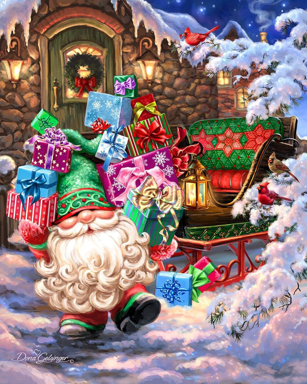 Springbok - Filling The Sleigh - 500 Piece Jigsaw Puzzle - Santa Gnome Filling Christmas Sleigh with Gifts