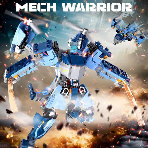 2-in-1 Set, Tenhorses Transformable Mech Building Switch Between Warrior Robot and Fighter Jet Model Kits Without