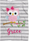 Owl Blanket - Gray Bird Owl Personalized Name Blanket