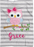 Owl Blanket - Gray Bird Owl Personalized Name Blanket