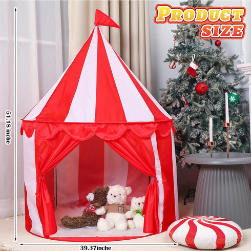 Circus Tent Red Floor, Large Playhouse Castle for Boys Girls, Indoor Outdoor Camping Activity Toys