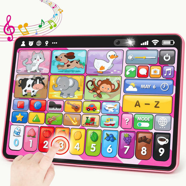 Peacurh Trilingual Learning Toy Tablet with Music & Sound, Montessori Speech Therapy Toys