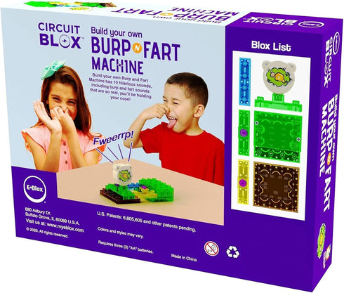 E-Blox Building Blocks STEM Circuit Kit, Build Your Own Burp & Fart Machine, Funny Sounds for Brick & Structure Science