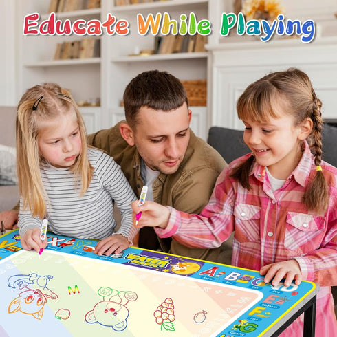 BlissfulBlend 3 4 5 6 7 8 Water Doodle Mat Kids Mess Free Coloring Doodle Mat Educational Toys for Years Old with Magic