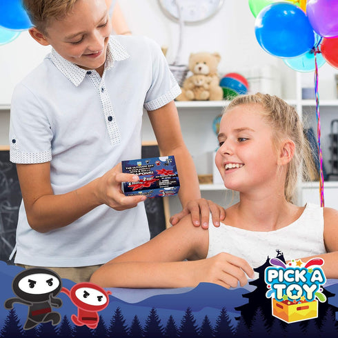 PICK A TOY 12 Pc. Ninja Toys Set - Stretchy Flying Ninjas & Colorful Throwing Stars Slingshots, Fun Birthday Party
