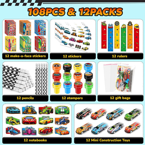 96Pcs Set BenLouis Race Car Party Favors Racing Theme School Stationery Bulk for Kids Fast Racecar Wheel Birthday Party
