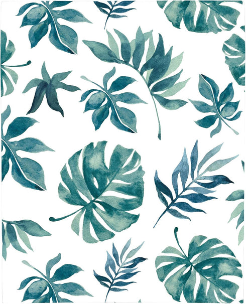 NoJo Super Soft Green & White Palm Leaf Mini Crib Fitted Sheet for Nursery