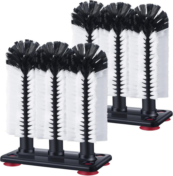 Havawish 2 Pack Water Bottle Cleaning Brush with Suction Base, 3 Head Bristle