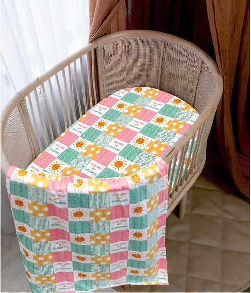Baby Blanket for Girls, Super Soft Double Layer Minky with Dotted Backing, You are My Sunshine Print, 30 x 40 Inches