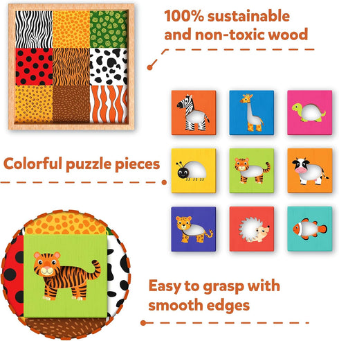 Skillmatics Animal Pattern Puzzle Set, Educational Wooden Toy for Toddlers, Matching Game for Ages 18 Months+